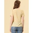 thumbnail image 4 of INSPIRE CHIC Blouse Droite Ample à Col en V à Nouer Imprimée pour Femme Jaune P, 4 of 5