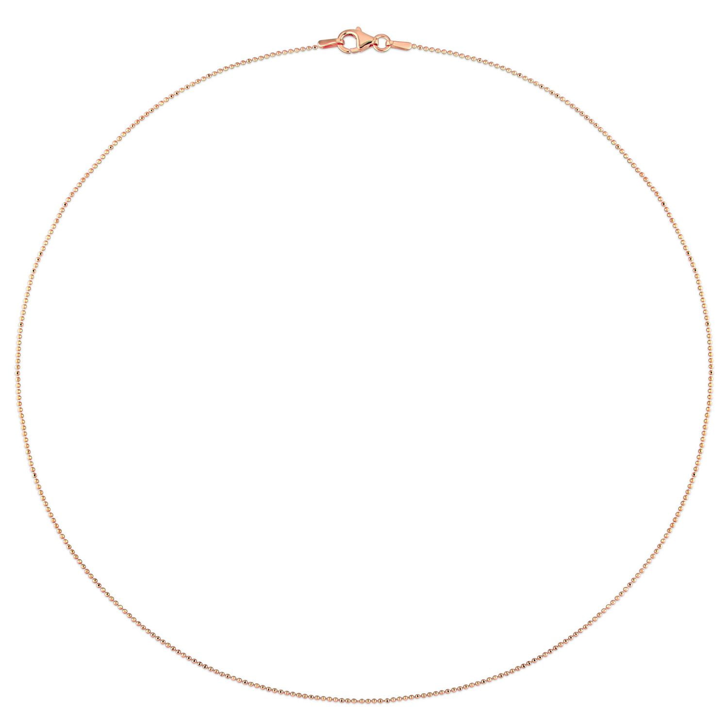 Miabella 18K Rose Gold Plated Sterling Silver Ball Chain Necklace