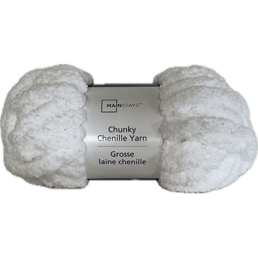 Mainstays Chunky Chenille Yarn, 31.7 yd, White, 100% Polyester, Super Bulky
