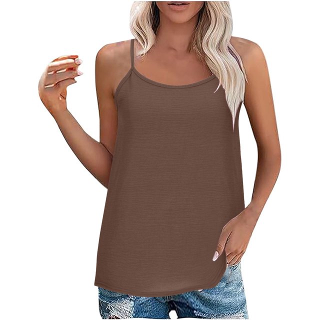 Yuyuzo Camisoles Débardeurs pour Femmes Sans Manches Hauts de Sortie Encolure Carrée Camis Décontractés Amples T-Shirts Tees