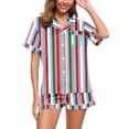 thumbnail image 2 of GDREDA Ensemble de Pyjama pour Femmes 2 Pcs Ensembles de Pyjama pyjamas pour Femmes Tigre Floral Imprimé Graphique Chemise à Boutons à Manches Courtes et Short Ensemble de Pyjama Femmes Ensembles de Pyjama pyjamas Rose Vif,TG, 2 of 5