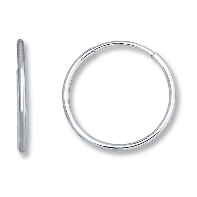 Boucles d'Oreilles Créoles Rondes Sans Fin en Or Blanc 14K, 10 mm. Ces Boucles d'Oreilles Élégantes Mettent en Valeur une Finition en Or Blanc Poli et un Fermoir à Tige à Pression Sécuritaire pour un Port Confortable. Emballées dans une Boîte-Cadeau, Elles Sont Parfaites pour Offrir.