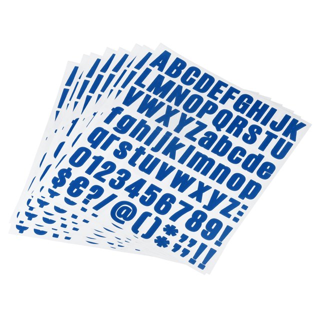 Uxcell 1 inch Self Adhesive Waterproof Vinyl Letter Number Sticker Set, 8 Sheet Dark Blue