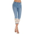 thumbnail image 2 of CHGBMOK Women's Plus Size Elastic Lace Denim Cropped Capris, Clearance, 2 of 8