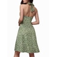 thumbnail image 2 of Robe d'Été Sans Manches Portefeuille à Col en V à Fleurs pour Femme, Mini Robe, Vert Encre, TTG, 2 of 5