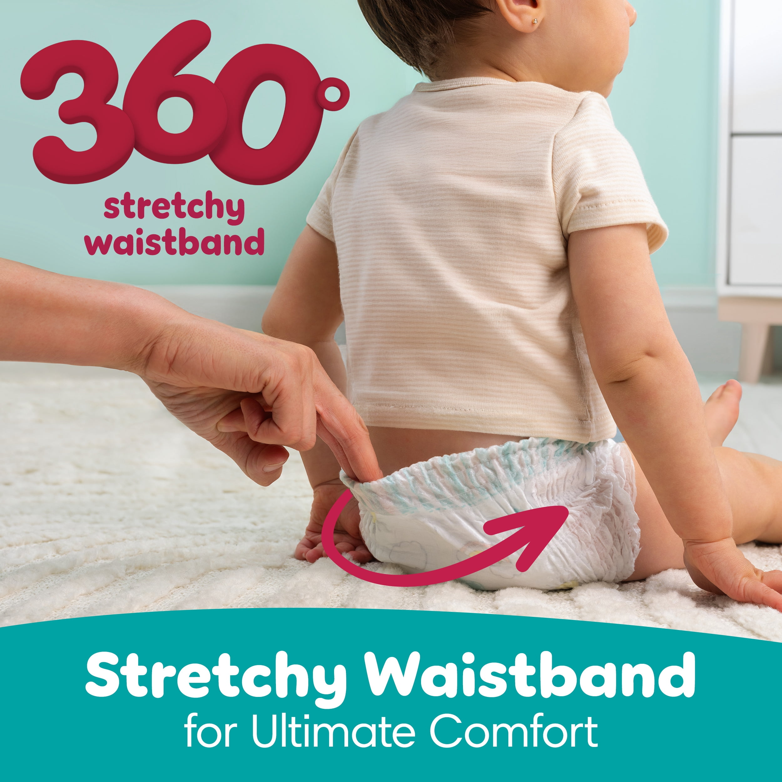 Pampers Couches - Swaddlers 360° - Taille 3, jusqu'à 100 % Anti-Fuites avec Ajustement Sec et Confortable, Onglets Faciles à Enlever Conçus pour des Changements Faciles, Couche à Enfiler