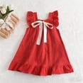thumbnail image 4 of JDQJBZ Robe Sans Manches pour Bébé Fille, Ourlet à Volants, Grand Nœud au Dos, Tenue d'Été pour Fête, 4 of 5