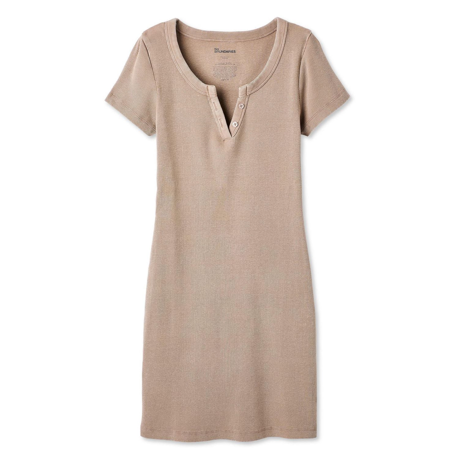 No Boundaries Women's Short-Sleeve Henley Dress