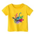 thumbnail image 1 of PMVFHDE Hauts Garçons Garçon et Fille Mode Décontractée Imprimé Col Rond Ample T-Shirt à Manches Courtes Haut Jaune,12-13 Ans, 1 of 3