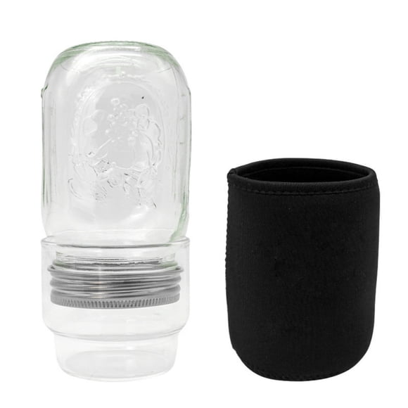 Wide Mouth Glass Sprouting Jar Stainless Steel Mesh Vent Lid Light Block Sleeve Prevent Waterlogging for Home Countertop Seed Bean Organic Vegetable Sprouting Cultivation