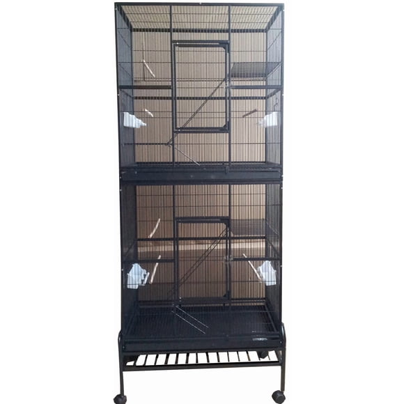 2 Color, Extra Large Double Stackable Wrought Iron Flight Bird Breeding Cage for Canary Parakeet Cockatiel Lovebird Finch Bird Cage with Metal Tray and Removable Stand