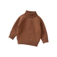 thumbnail image 1 of 2025 Chandail à Col Roulé Uni pour Tout-Petits Garçons Filles Col Montant Manches Longues Chaud Tricoté Chandail de Base Café, 1 of 4