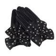 thumbnail image 4 of Gants en Similicuir pour Femmes de Moto à Rivets, Nœud, Couleur Unie, Mitaines à Doigts Complets, 4 of 11