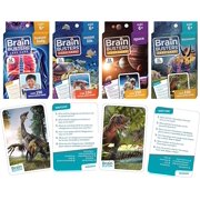 Brain Busters Card Game for Kids, Family Trivia Game Bundle with 120 Flash Cards - Learn and Play with Multiple Choice Trivia Cards About Human Body, Ocean Life, Dinosaurs and Space (Ages 6+)