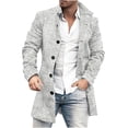 thumbnail image 1 of LOVZFMLL Jackets for Men's Woolen Printed Coat Standing Collar Woolen Windbreaker Long Sleeved Button Cardigan Jacket, 1 of 5