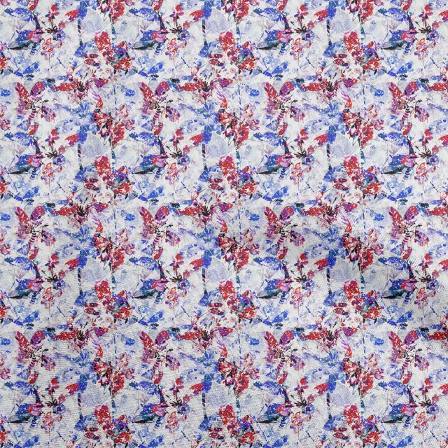 oneOone Georgette Viscose Medium Blue Fabric Abstract Floral Sewing Craft Projects Fabric Prints By Yard 42 Inch Wide