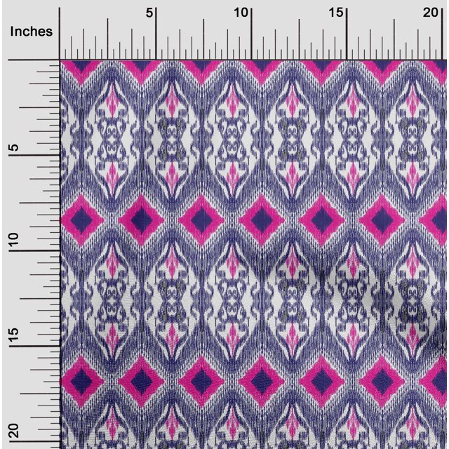 oneOone Silk Tabby Fabric Geometric Ikat Print Sewing Fabric BTY 42 Inch Wide