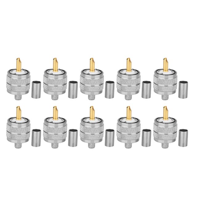 10pcs Plug Crimp-Type UHF PL-259 Male Crimp Connector Adapter for RG142 LMR195 Type Coax Cable