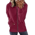 thumbnail image 1 of TIMIFIS Chandail à Capuchon à Manches Longues pour Femmes, Veste de Survêtement Zippée avec Poches - Vin - Sfall, 1 of 5