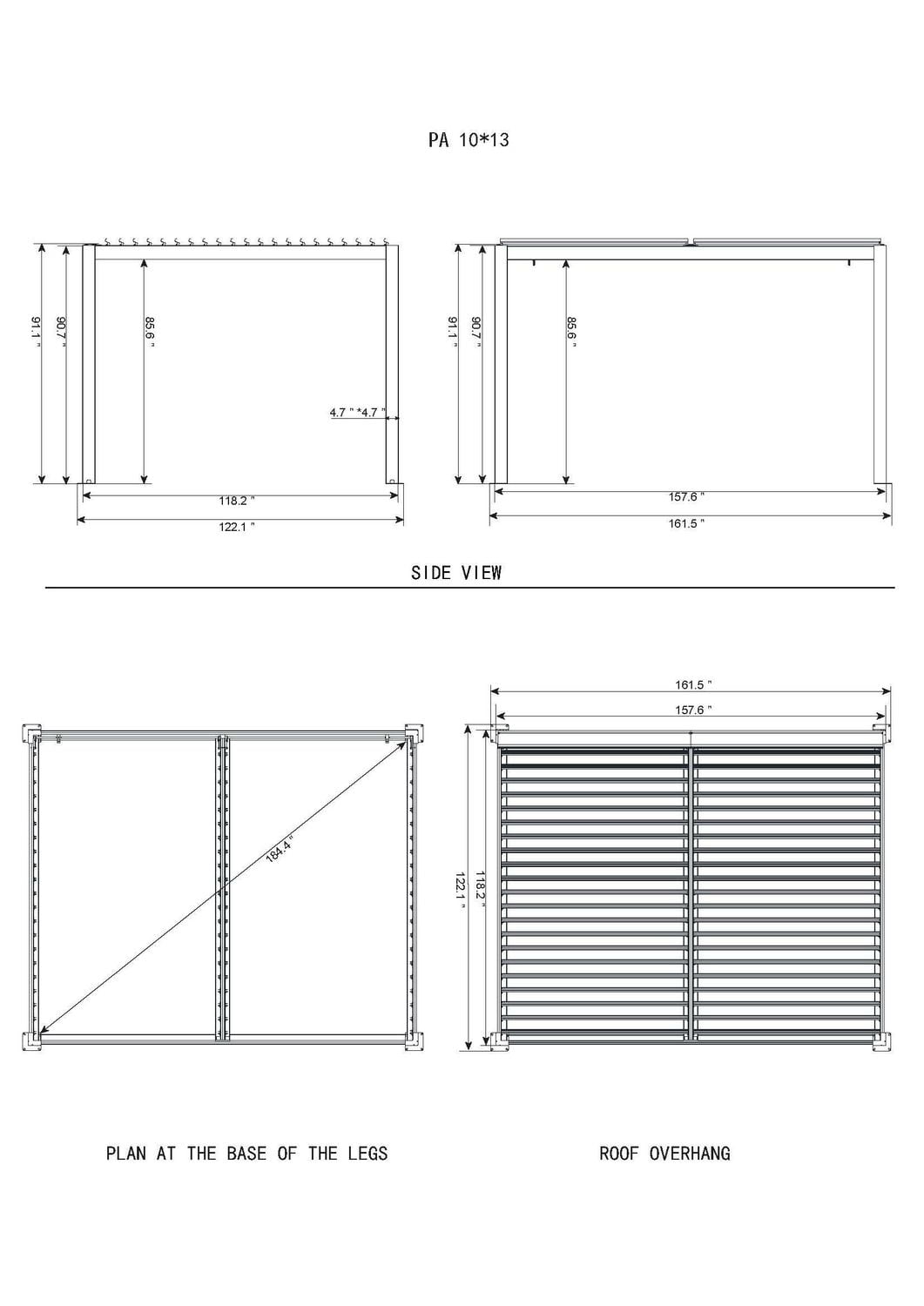 Vikos 10 x13 Aluminum stand alone Pergola