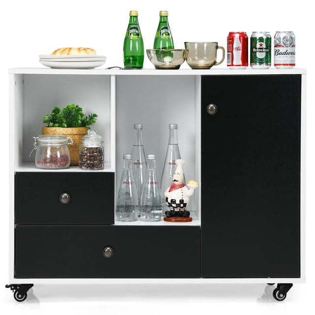 Giantex Mobile Lateral File Cabinet, Rolling Storage Office Printer Stand w/Lockable Wheels, Adjustable Shelves