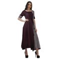 thumbnail image 3 of Moomaya Robe Midi en Viscose à Manches Courtes Imprimée Style Santoon à Taille à Cordon pour Femmes, 3 of 4