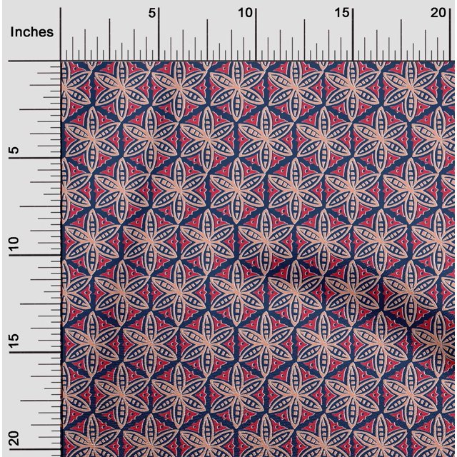 oneOone Cotton Silk Fabric Floral Block Print Fabric By Yard 42 Inch Wide