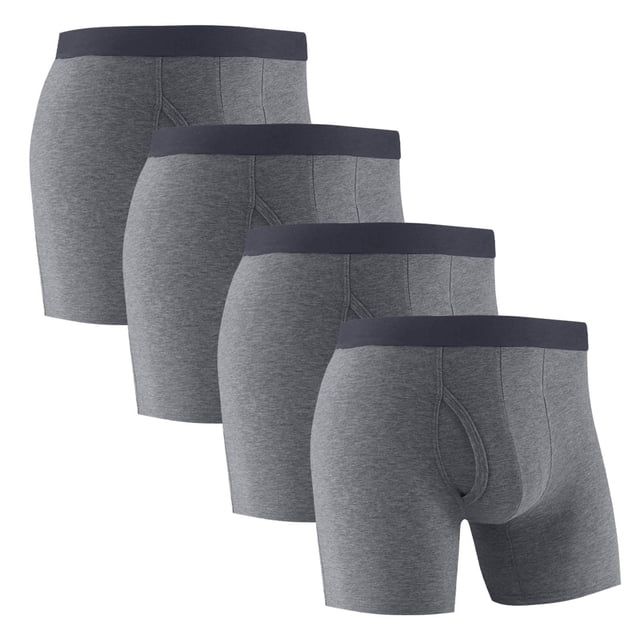 Plebaso Mens Cotton Underwear Long Leg Boxer Sports Briefs for Men Breathable Everyday Boxers Multipack