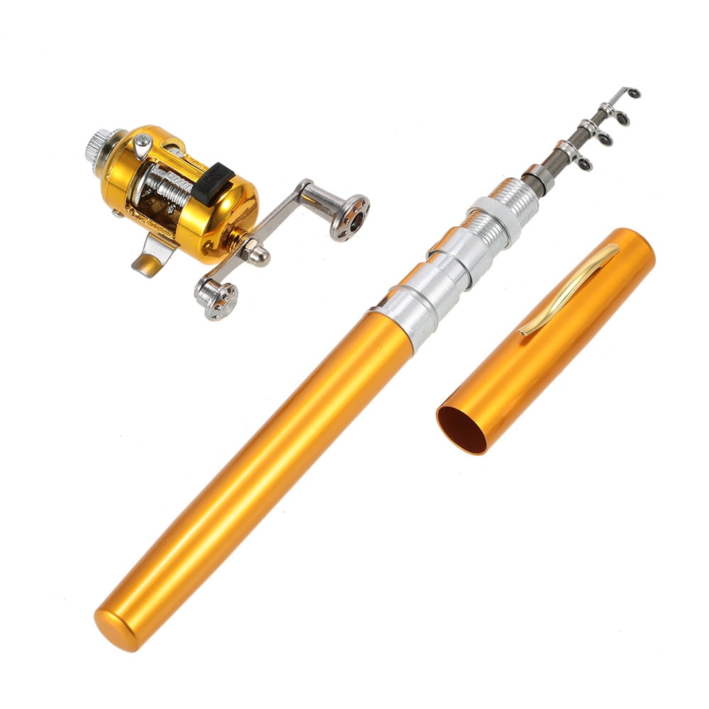 CACAGOO Fishing Rod Reel Combo Kit Set Mini Telescopic Portable Pocket Pen Fishing Rod Pole + Reel Aluminum Alloy Fishing Accessories