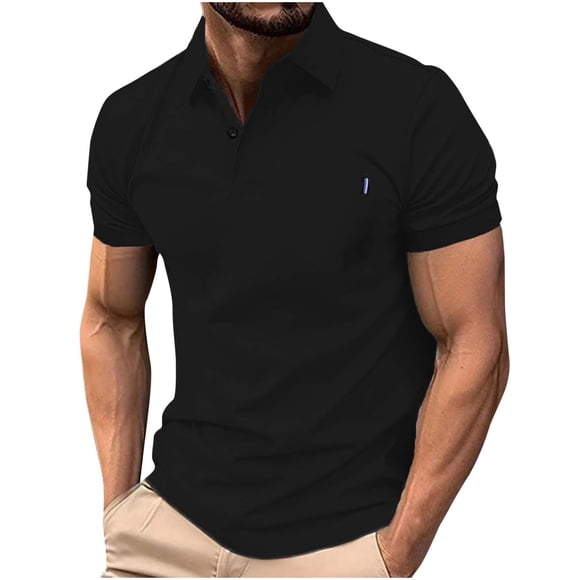 Summer Savings Clearance! Men's Fashion Solid Color Versatile Casual Top, Short Sleeve Turndown Collar Shirt for Summer, Leisurewear for Daily Use, Travel, or Relaxing