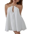 thumbnail image 2 of Women Halter Neck Formal Dress Loose Backless Mini Evening Gown, 2 of 9