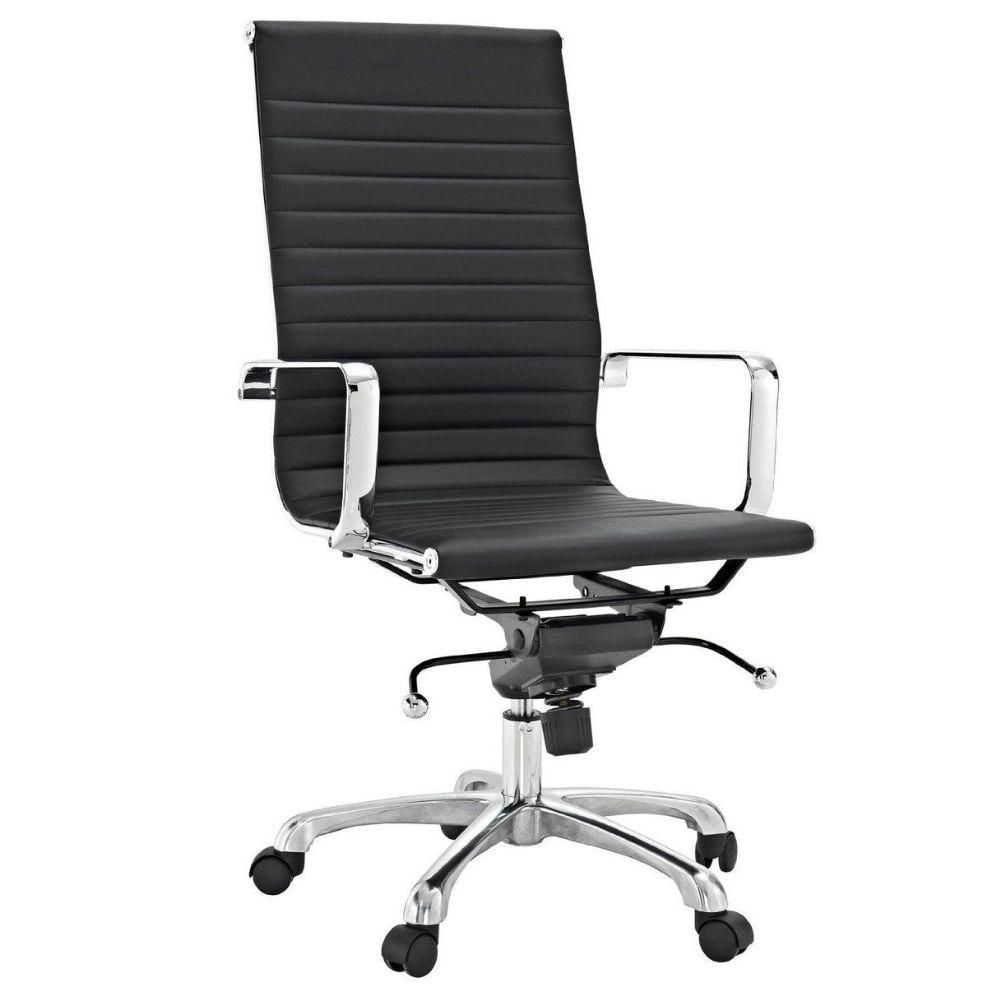 Toni Executive PU Leather Office Chair,High-Back Executive Swivel Office Desk Chair, Upholstery, Lumbar Support, Modern Style in Black