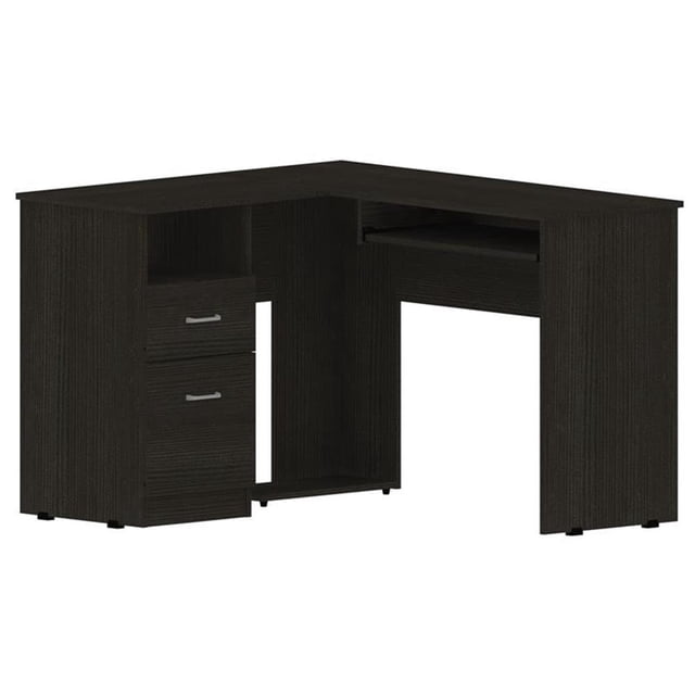 Tuhome Noir Moderne - Matériau - Mélange de Bois d'Ingénierie Bureau en L