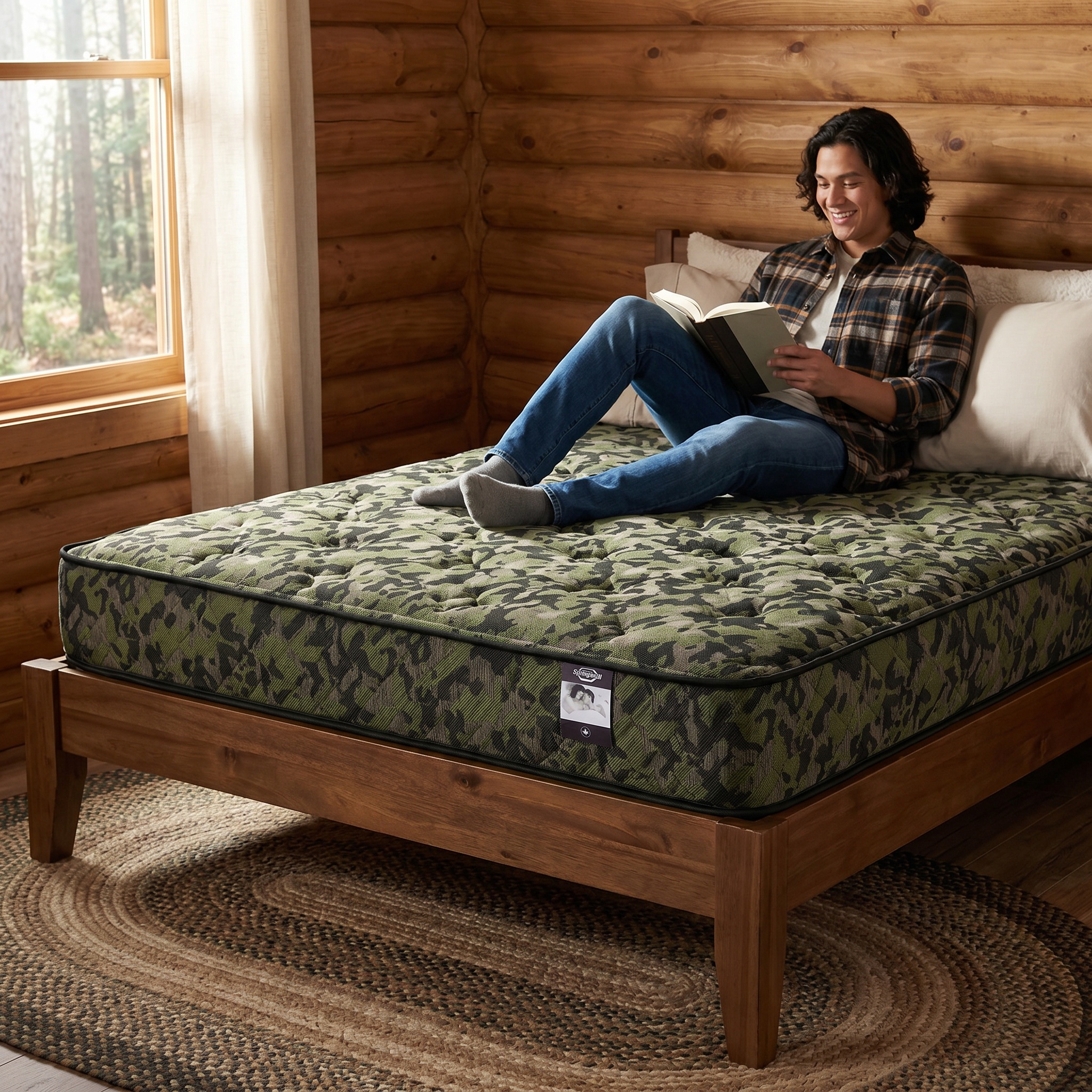 Matelas à ressorts ensachés Twin CAMO 9 po, ferme et réversible