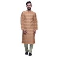 thumbnail image 1 of Atasi Mandarin Collar Printed Satin Slub Traditional Kurta Set For Men, 1 of 1