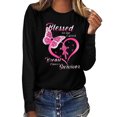 thumbnail image 1 of Fridja Haut Femme Cancer du Sein Décontracté Manches Longues Col Rond Chandail en Molleton Pull Blouse, 1 of 4