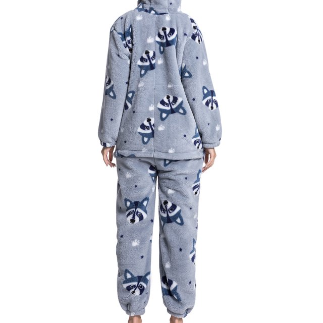 Pyjama une Pièce Floue, Élégant Doux Pyjama Chaud Combinaison pour la Maison