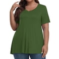 thumbnail image 2 of Timegard Womens Summer Tops Plus Size V-Neck Short Sleeve Comfy Long Tops Basic Tee Casual Loose Blouse, 2 of 7
