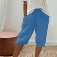 thumbnail image 2 of Yanlir Women's Comfortable Straight Pants Solid Color Capris Design Summer Drawstring Casual Shorts for Versatile and Fashionable Wear, 2 of 7