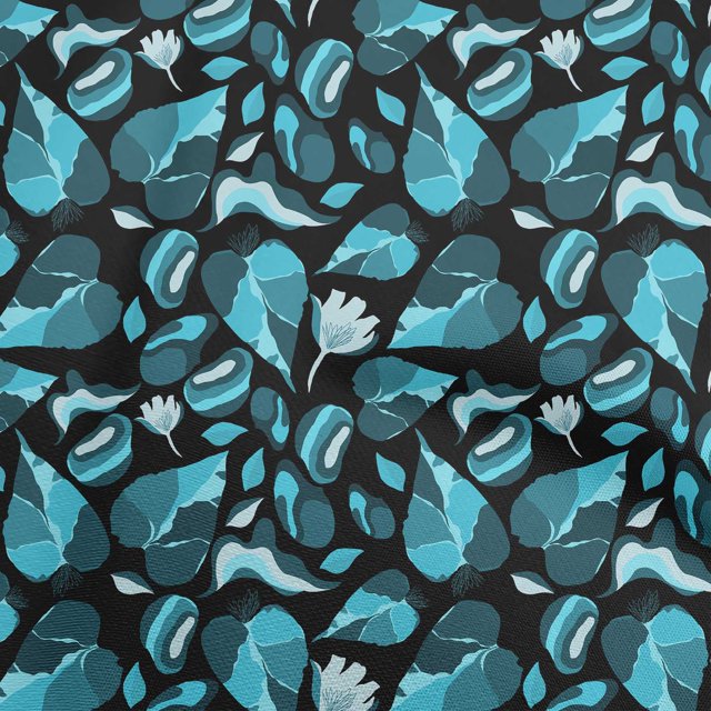 oneOone Cotton Flex Black Fabric Abstract Floral Craft Projects Decor Fabric Printed By The Yard 40 Inch Wide