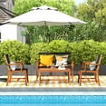 thumbnail image 3 of Costway Patio 4pcs Acacia Wood Conversation Table & Chair Set Hand-Woven Rope Outdoor, 3 of 10