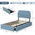 thumbnail image 2 of EastVita Twin Size Bed Frame with Storage Headboard,Girls Bed Frame with 2 Drawers,Boucle UpholsteRed Platform Bed with Bookcase,No Box Spring Needed,Easy Assembly,Blue, 2 of 6