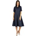 thumbnail image 3 of Bimba Robe Chemise en Chambray à Boutons pour Femmes avec Poches, Col Décontracté, 3 of 9