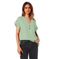 thumbnail image 4 of Yuyuzo Womens T Shirts Cap Sleeve Tops Button up V Neck Top Solid Color Basic Summer Tees Tops, 4 of 7