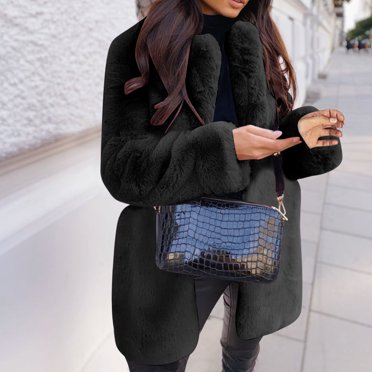 LSLJS Women Long Sleeve Lapel Plush Coat Fashion Solid Color Warm Coat
