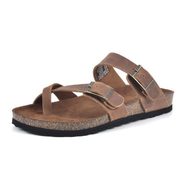 WHITE MOUNTAIN Women's Gracie Flat Sandal, Brown, 7 M US