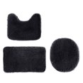 thumbnail image 1 of Meitianfacai Solid Color Bath Mats 3 Set Bathroom Rugs for 3 Pcs Toilet Mats Universal Soft Comfortable Water Absorption Non-Slip Thick Machine Washable Easier to Dry Dark(Black), 1 of 8