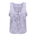thumbnail image 5 of Timegard Tank Top for Women Lace U Neck Drawstring Sleeveless Ruched Button Summer Fashion Casual Tee, 5 of 5
