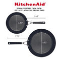 thumbnail image 2 of KitchenAid Stainless Steel Nonstick Frying Pan Set, 9.5-inch and 12-inch, Brushed Stainless Steel, 2 of 7