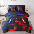 thumbnail image 1 of YST Gamer Gaming Bedding Set, Geometric Neon Checkered, 7-Piece, Full Size, 1 of 4